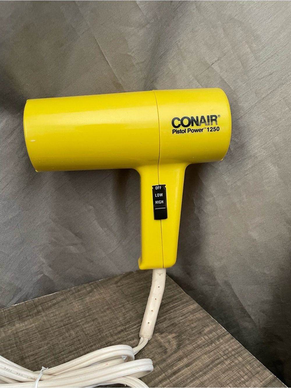 Vintage 1980s Conair Pistol Power 1250 Hair Dryer - Yellow - TESTED & WORKING